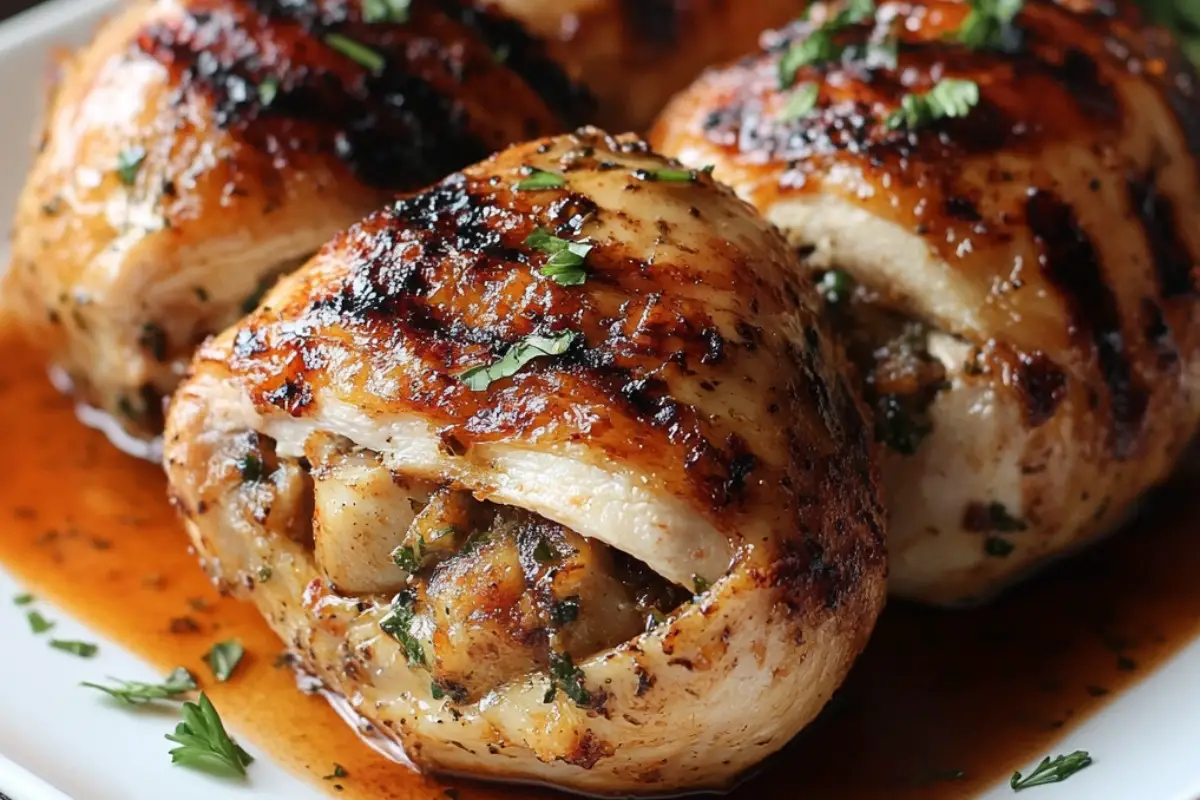 Grilled Stuffed Chicken with Sauce