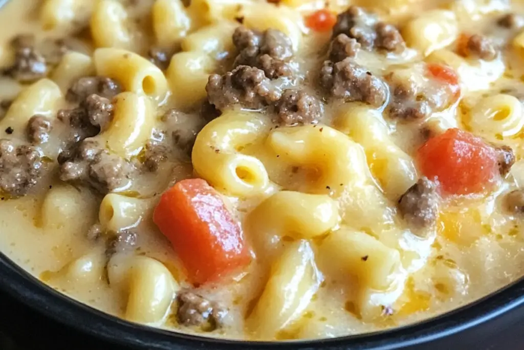 One-Pot Cheesy Cheeseburger Macaroni Soup