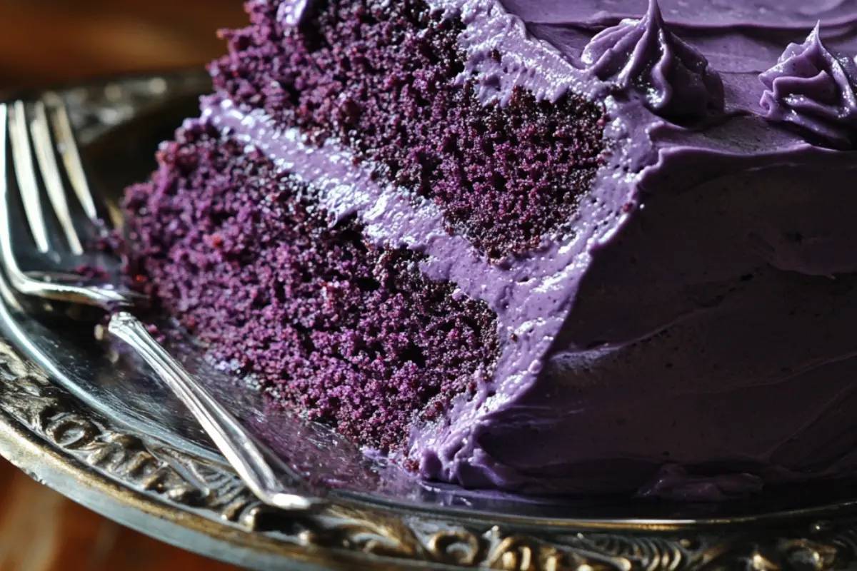 Purple Velvet Cake with Frosting