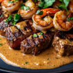 Steak with Cajun Shrimp Sauce