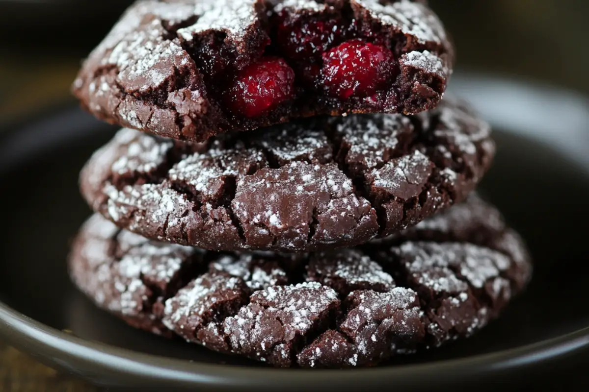 Chocolate Raspberry Crinkle Cookies