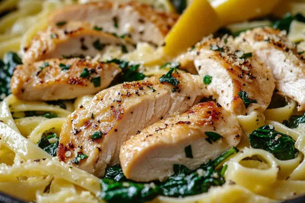 Lemony Chicken and Spinach Pasta