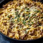 Creamy Ground Beef Orzo