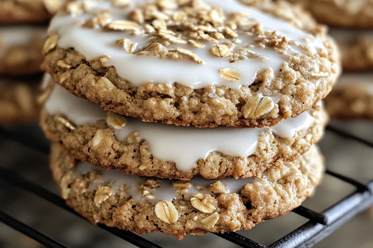 Brown Butter Iced Oatmeal Cookies