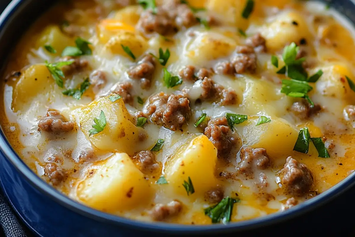 Cheesy Hamburger Potato Soup