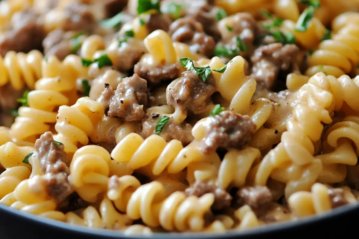 Creamy Beef and Rotini Pasta