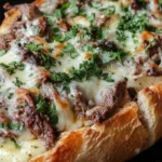 French Garlic Philly Cheesesteak Bread