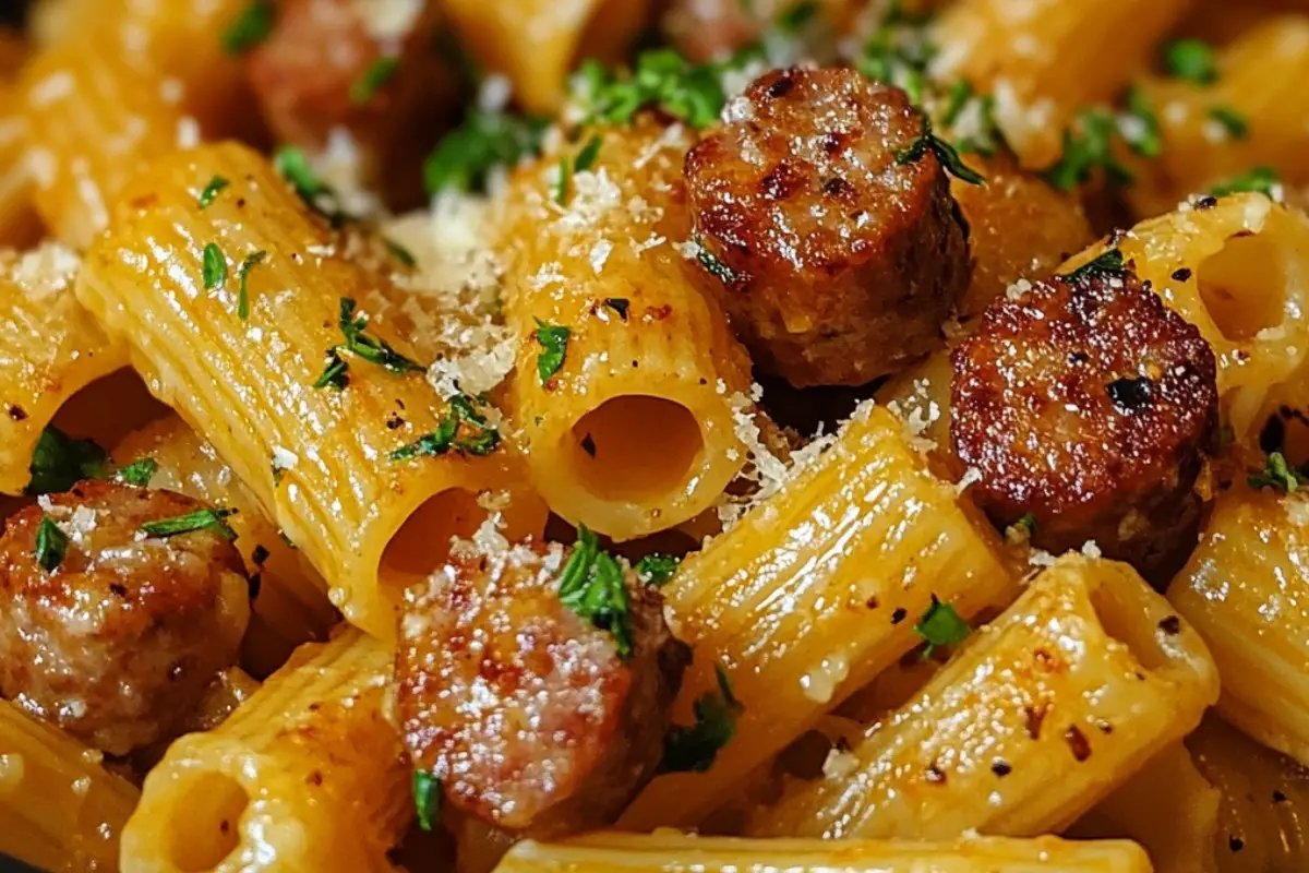 Garlic Butter Sausage Bites Pasta