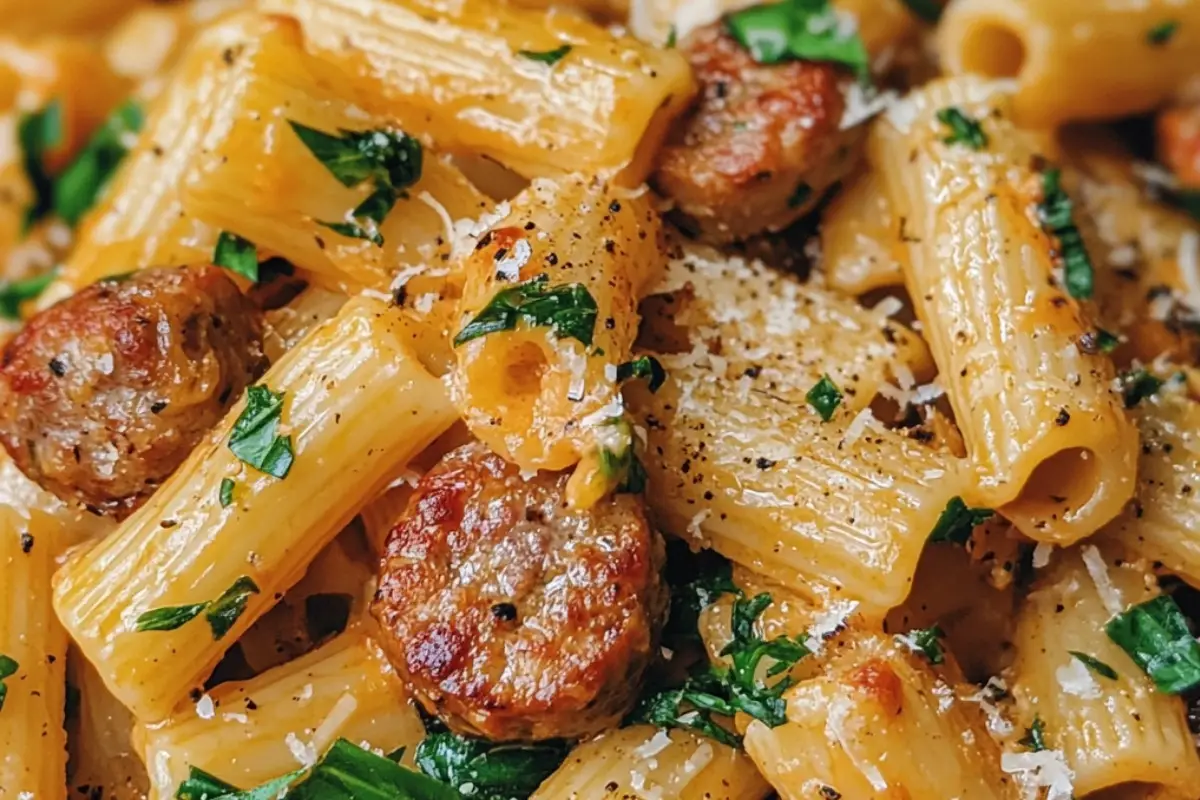 One Pot Cheesy Sausage Pasta