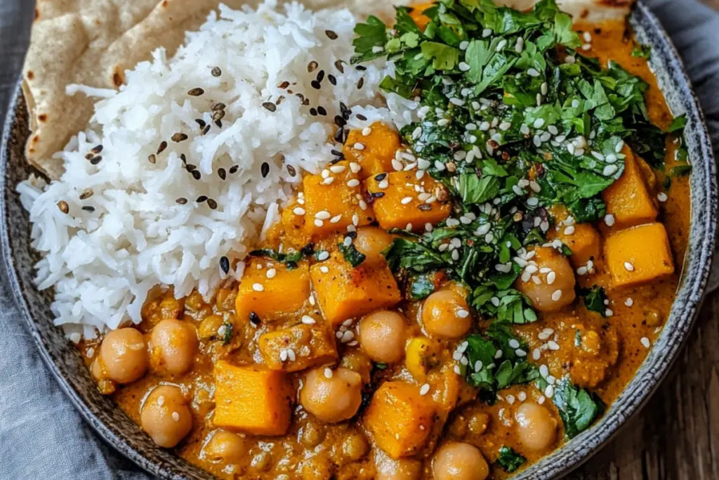 Pumpkin Lentil Curry Chickpeas