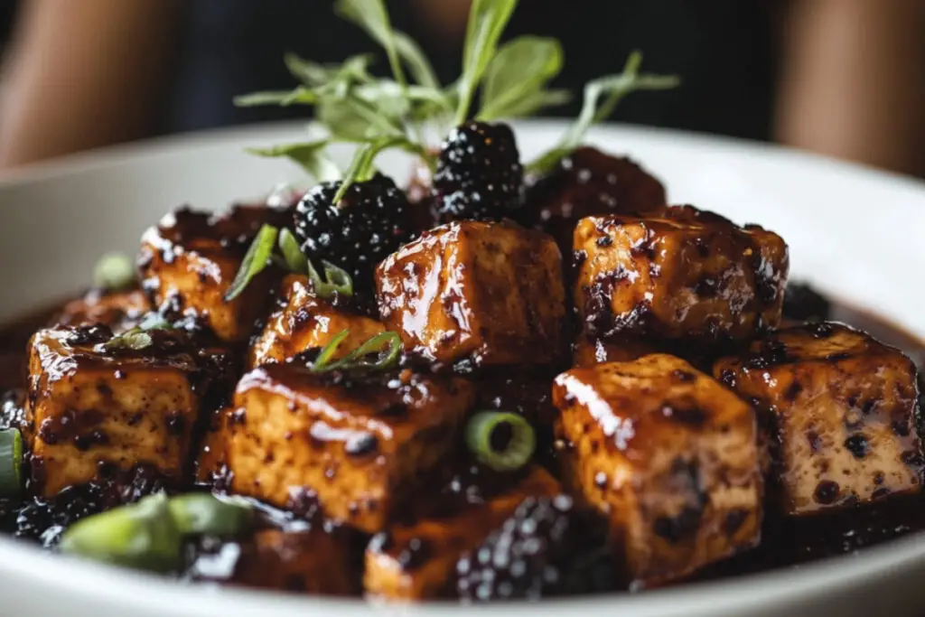 Blackberry Glazed Tofu with Chili