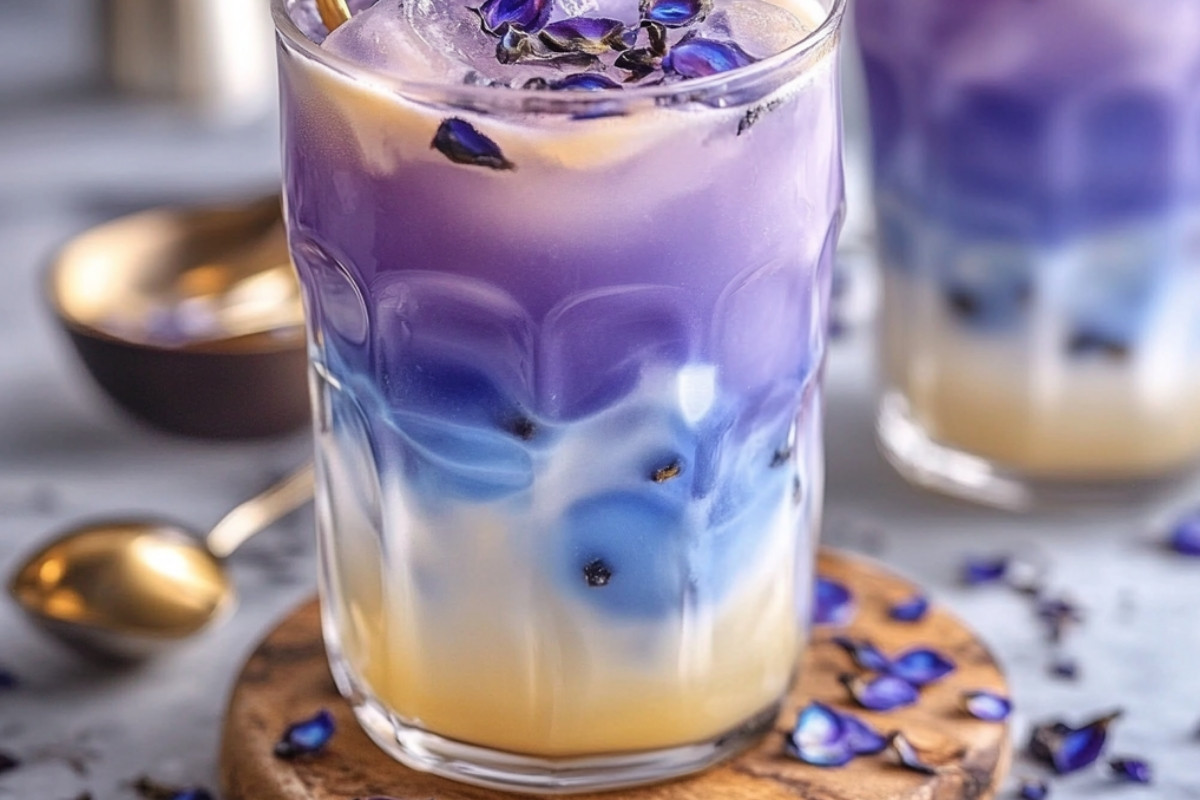 Iced Butterfly Pea Flower Tea Latte