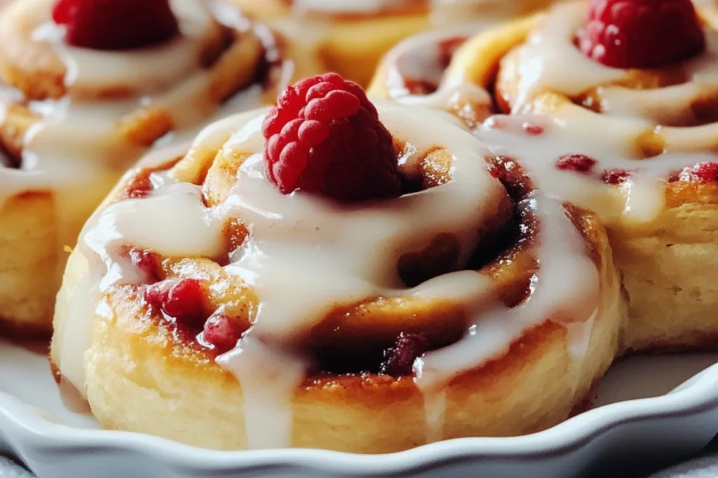 Raspberry Cinnamon Rolls with Lemon Glaze